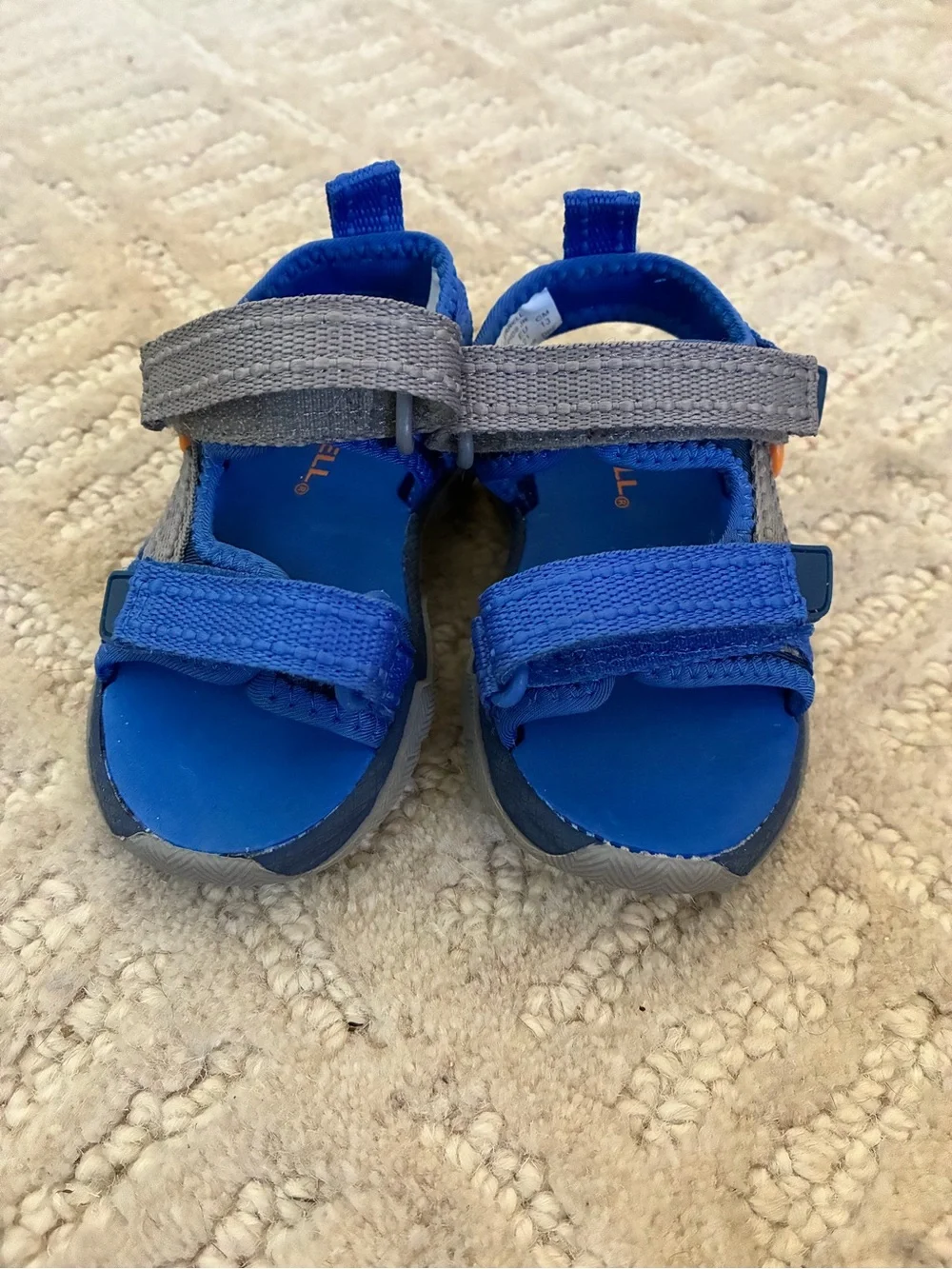 Merrell Blue and Gray Kids' Outdoor Sandal with Orange Accent